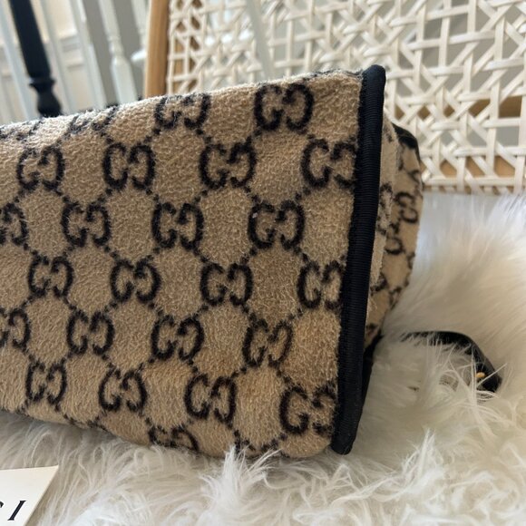 Gucci Black & Beige Wool Guccissima GG Tote with Strap and dust bag - Picture 2 of 15